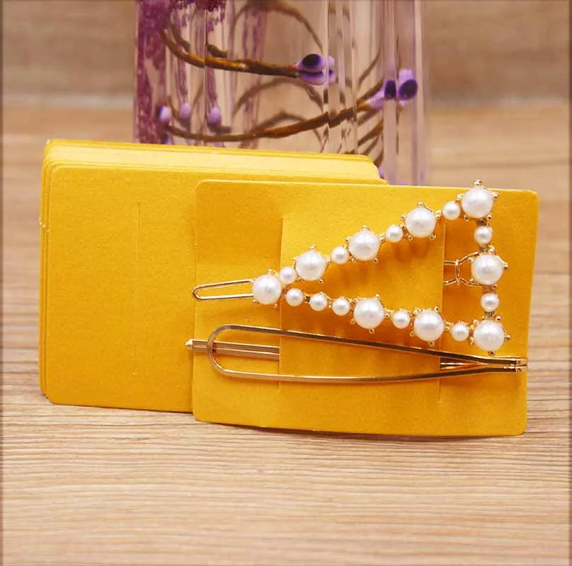 50pc New Arrival Cute Shape Kraft Pink White Jewelry Package Hair Clip Card Blank Color Hairpin Display Card Tag