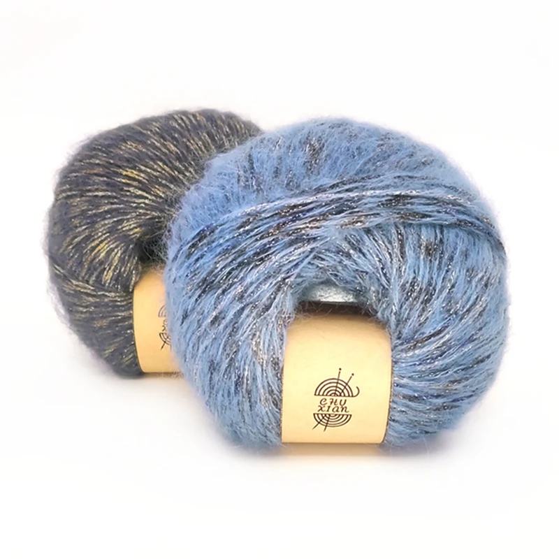 

Free shipping 50g/Ball Mohair Wool Bright Silk Yarn For Hand Knitting Scarf Shawl Sweater Hat