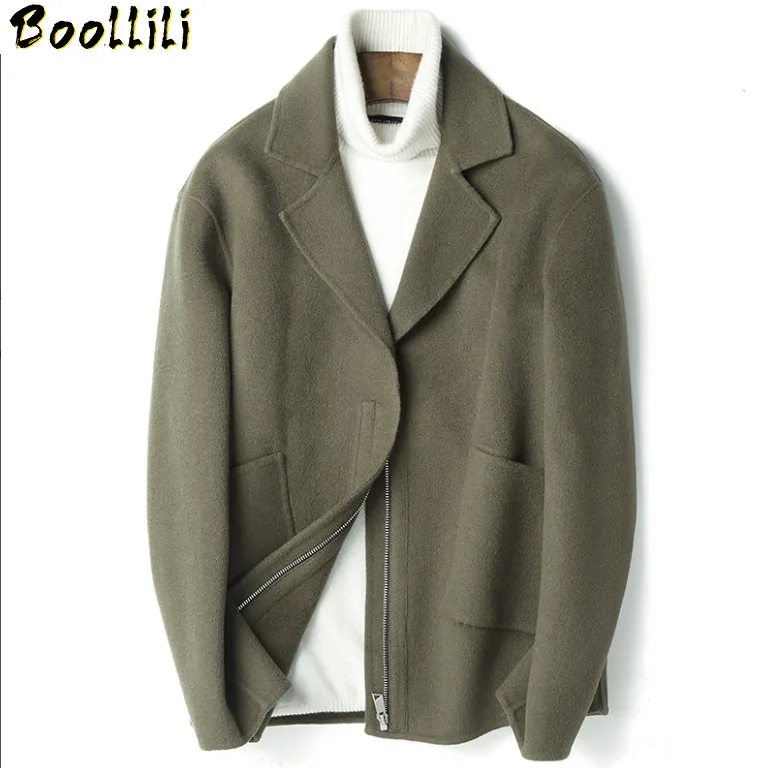 

100%Wool Coat Boollili Short Spring Autumn Double-sided Jacket Men Coat and Jacket Man Overcoat Abrigo Hombre