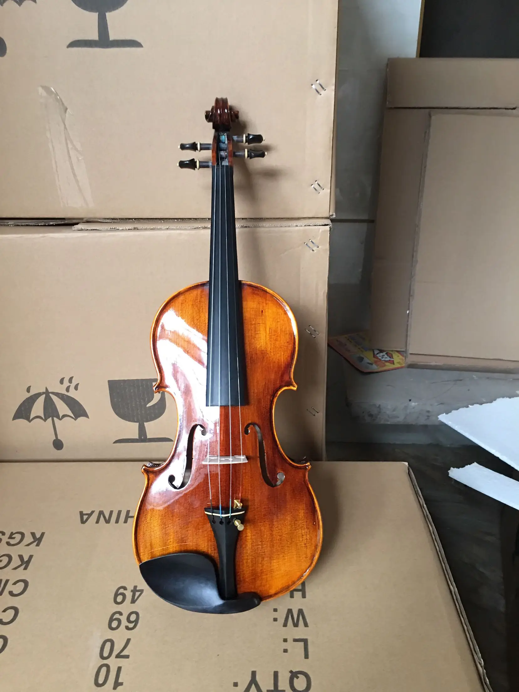 Real shot handmade violin 4/4 solid wood natural grain hand paint violin children adult playing musical instruments free shippin