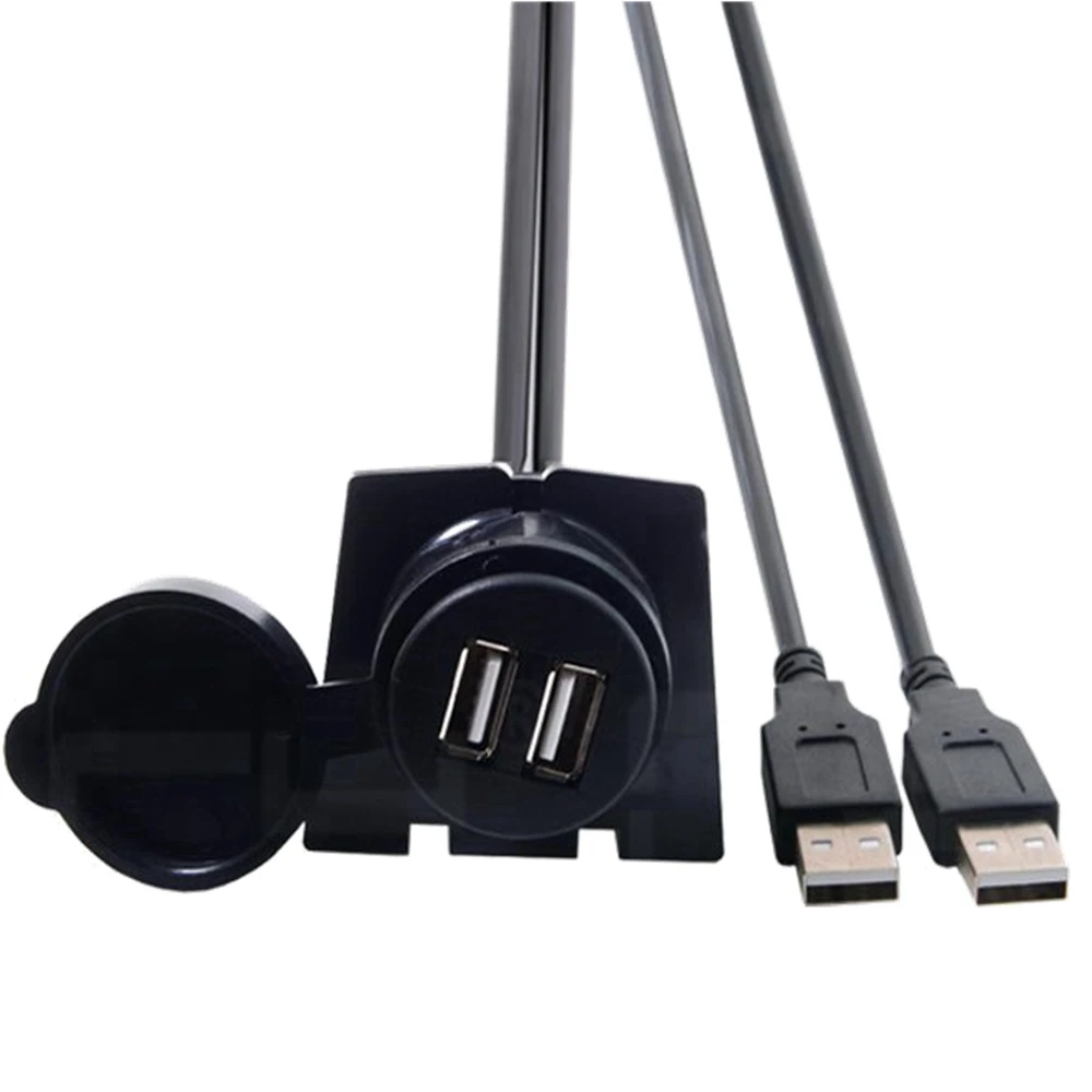 2-портовый двойной USB 2.0 «папа-мама» AUX для скрытого монтажа, удлинительный кабель для автомобильного крепления для грузовика, лодки, мотоцикла, панели приборной панели