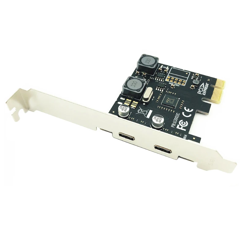 Pcie-placa para expansão usb, chip para pc desktop, 2 portas tipo c, adaptador pci express x1 para usb 3.0, 5gbps