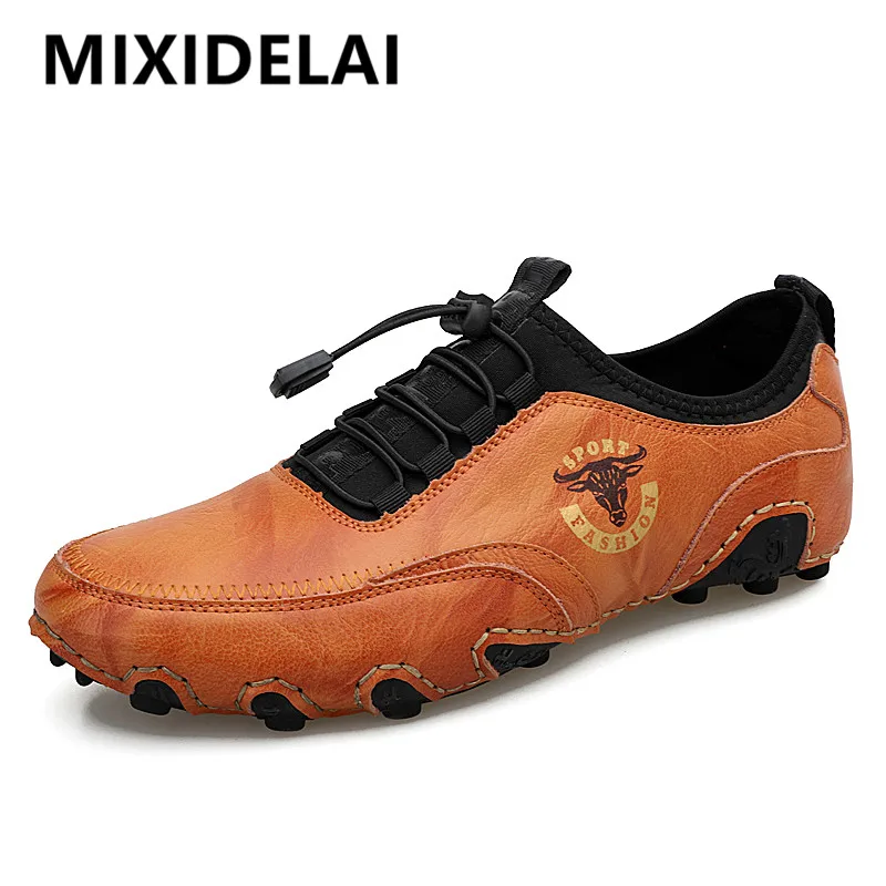 2024 New Men\'s Casual Shoes Fashion Comfortable Men\'s Shoes High Quality Leather Men Driving Shoes Handmade Flat Shoes Size 48