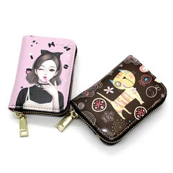 Petit portefeuille en cuir PU pour filles, porte-cartes bancaires, porte-monnaie, carte d'identité professionnelle, étui porte-cartes de crédit, mini pochette pour femme, mode