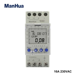 ManHua MT812 Interruttore orario digitale LCD programmabile settimanale multifunzione a 2 canali 16A