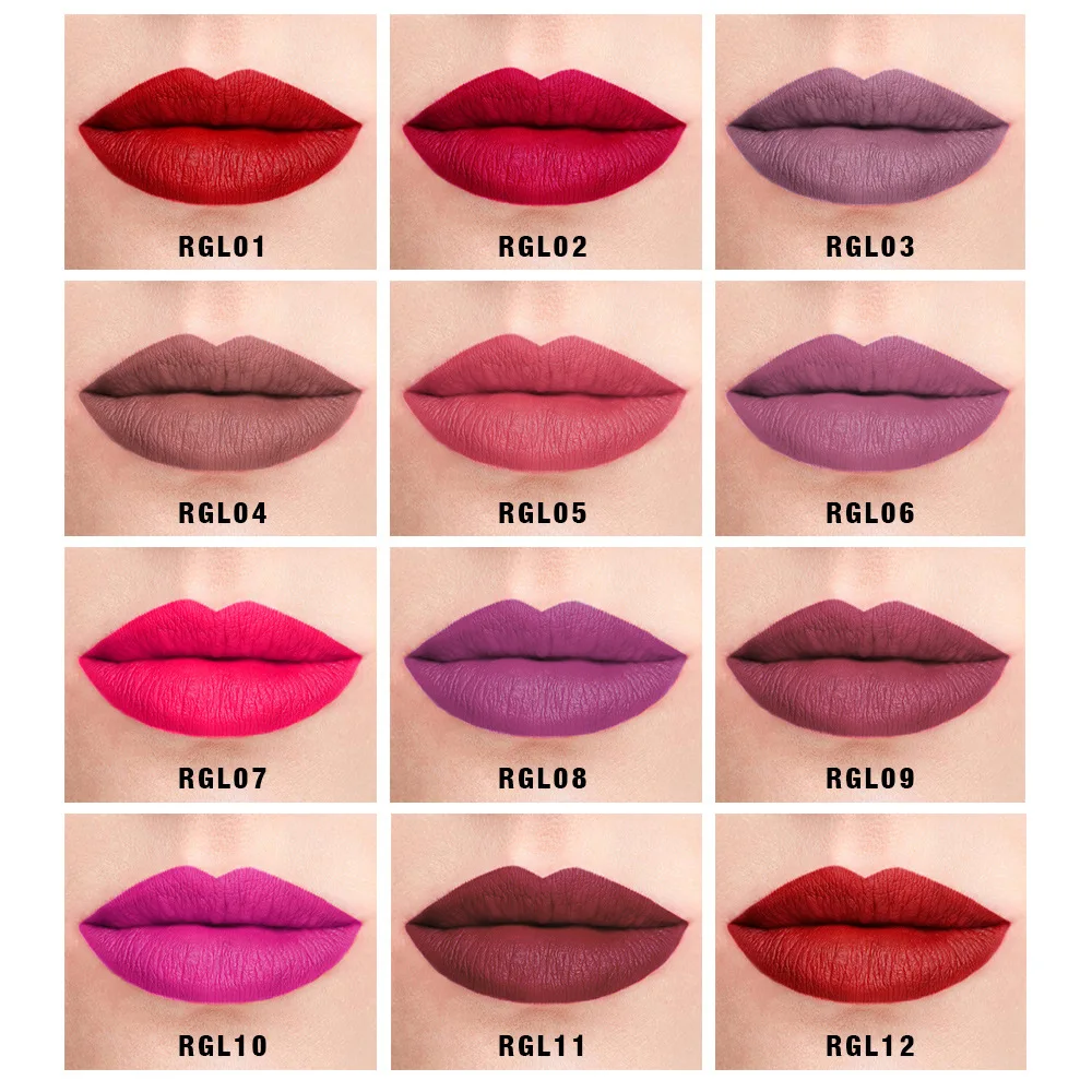 O.TWO.O 12 Colors Lip Gloss Lip Tint Long-Lasting Waterproof Non-stick Cup Easy To Wear Matte Liquid Lipstick Lip Makeup N2135