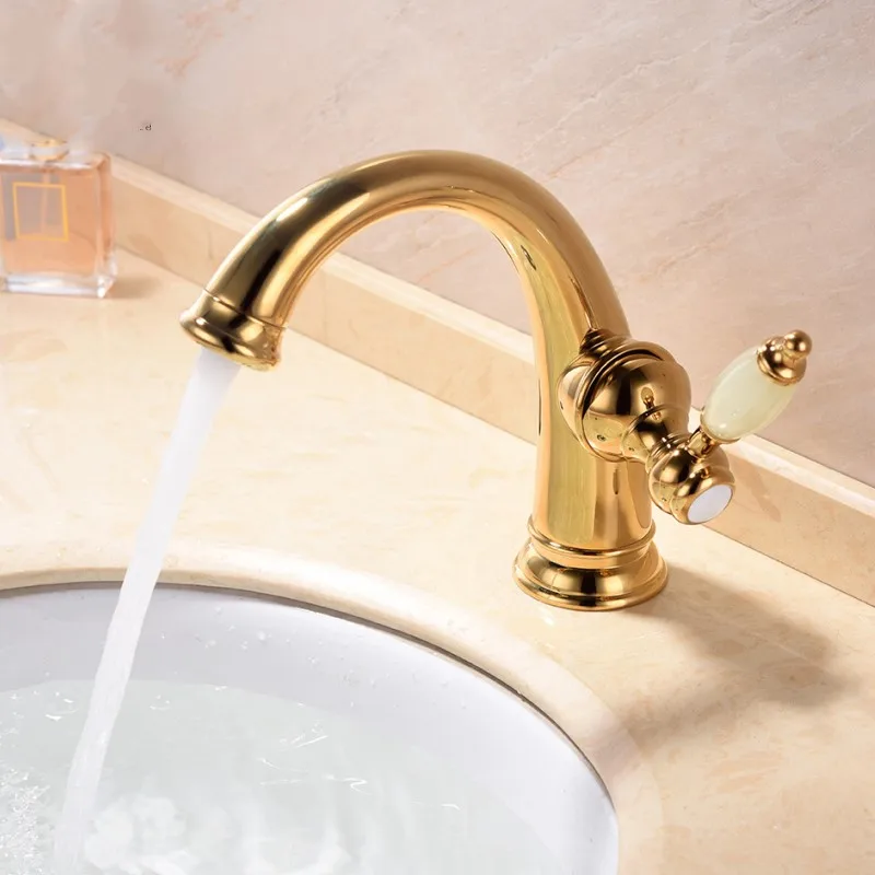 

Golden brass bathroom sink faucet Luxury gold cold hot basin mixer faucet high quality copper bathroom faucet