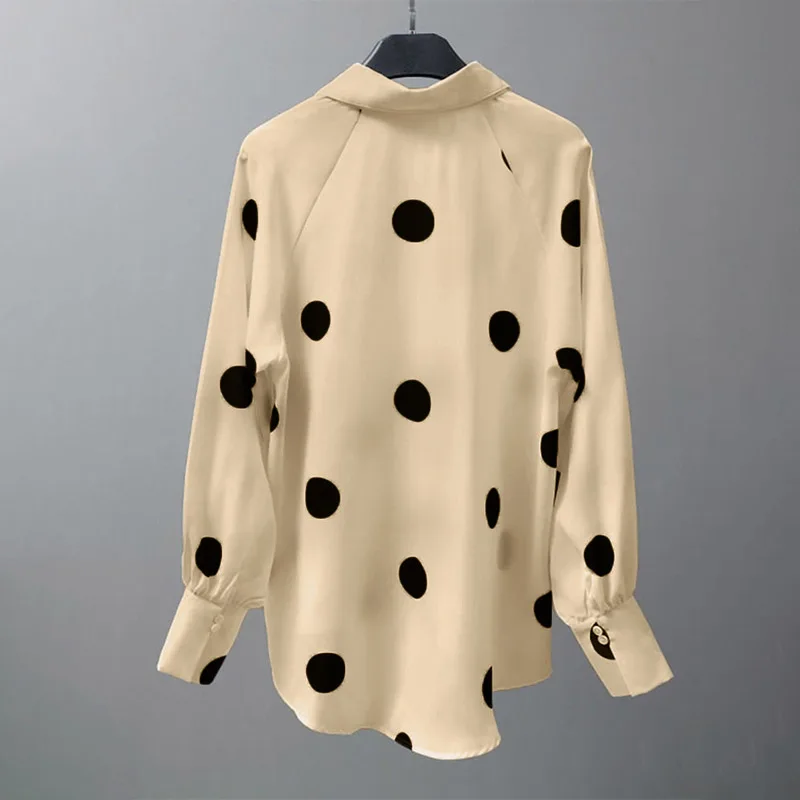 Women Autumn Long Sleeve Polka Dot Printed Blouse ZANZEA Elegant Lapel Neck Buttons Blusas Casual Tops Fashion OL Work Shirt