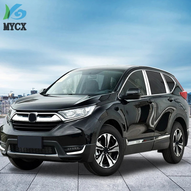 

８Pcs/Set Stainless Steel Glass Window Garnish Pillar Middle Column Trim Hoods Car Styling Fit For Honda CRV CR-V 2017 2018 2019