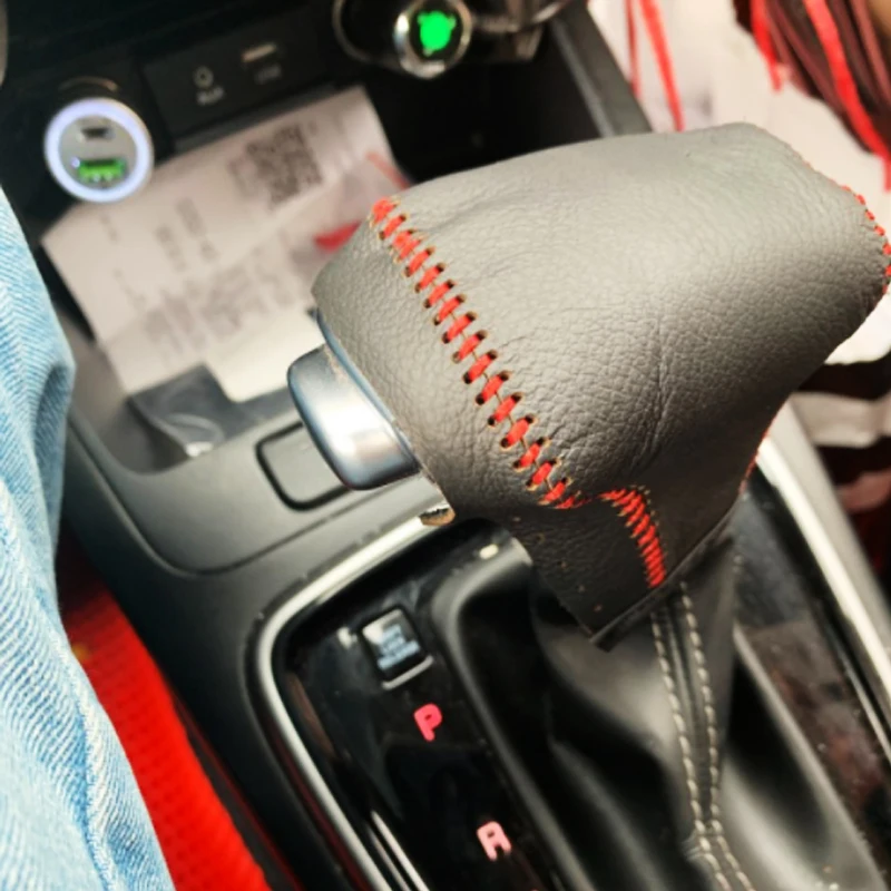 Leather Car Gear Head Shift Knob Protection Cover Case for Kia Rio 4 K2 Sportage QL KX5 Optima K5 Niro 2017 2018 2019
