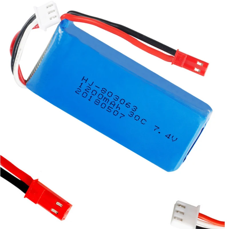 7.4V 1200mAh 30C Lipo Battery For YiZhan Tarantula X6 MJX X101 X102h X1Brushless H16 WLtoys V666 V262 V353 V333 V323  7.4V batte