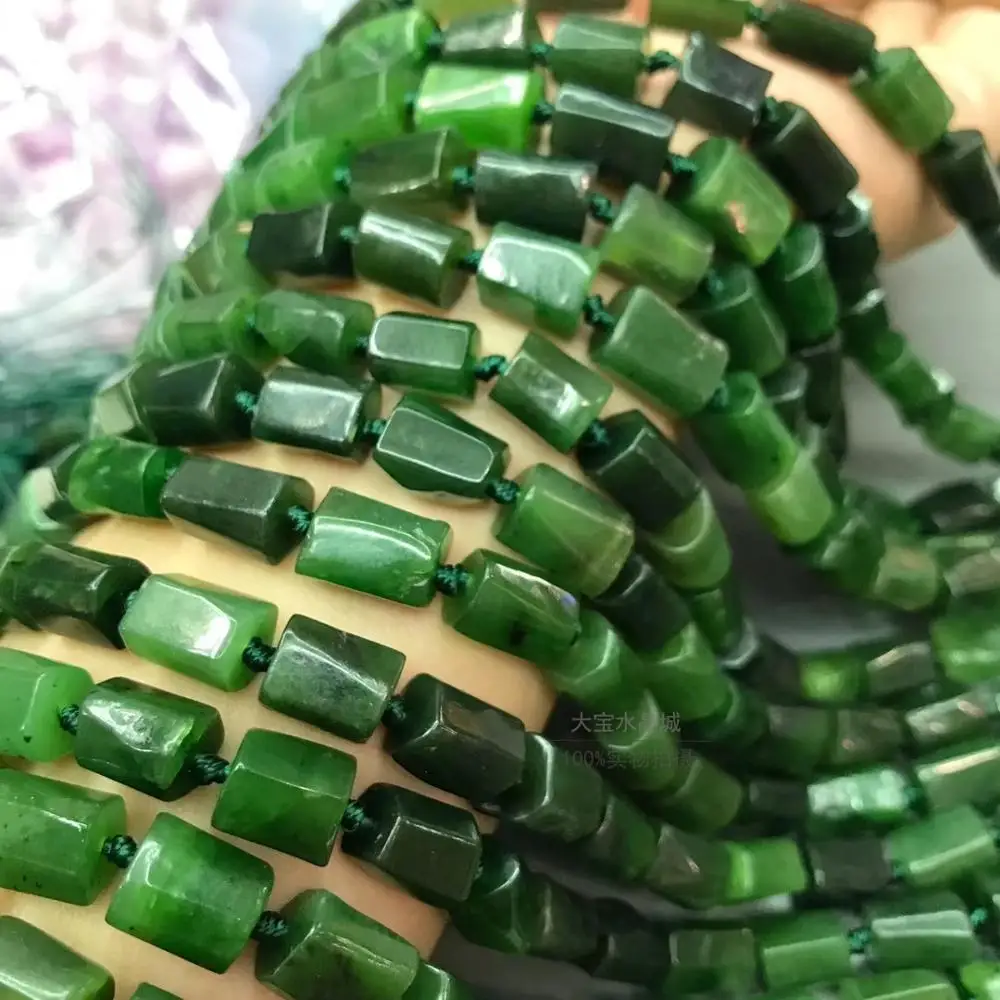 

green Jasper pillar faceted 6*10mm 38cm for DIY jewelry making FPPJ wholesale loose beads nature