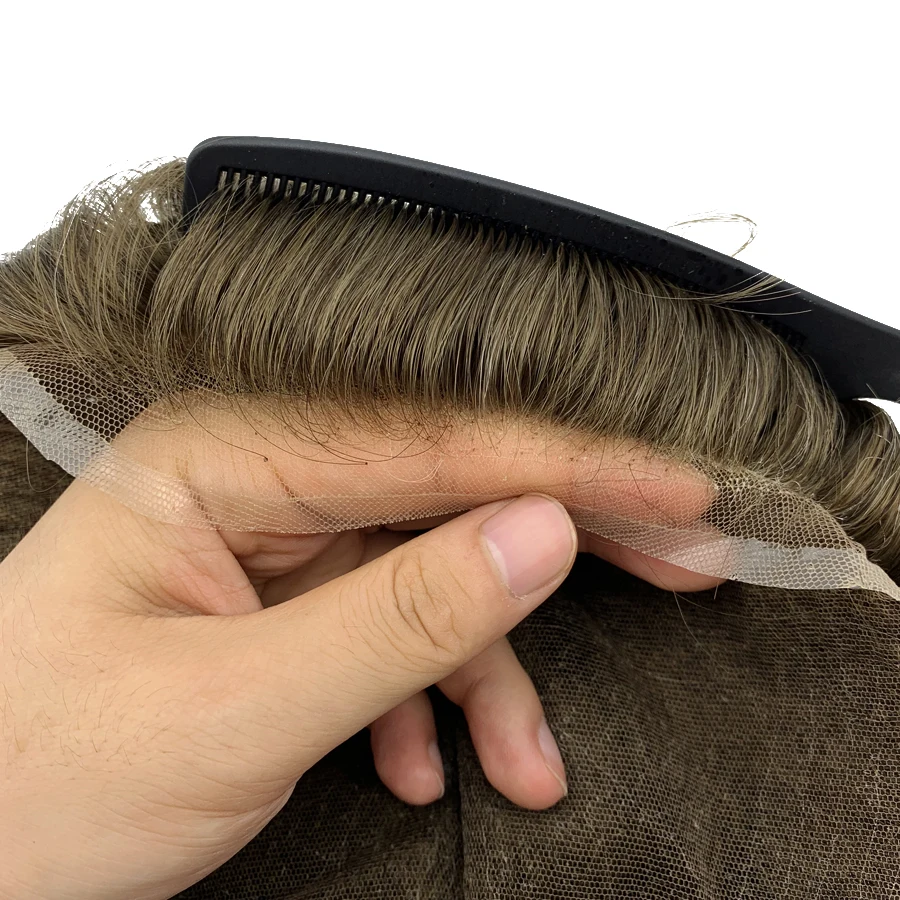 Bleach Knots Hairline Full French Lace Hair Replacement System Toupee