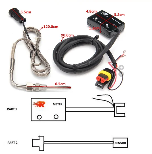 Araba egzoz sıcaklık göstergesi egzoz gazı ölçer dijital sensör EXT sıcaklık ölçer Turbo 4WD Hilux devriye EGT etm-01 için