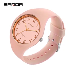 Reloj deportivo con correa de silicona para mujer, cronógrafo de pulsera de cuarzo analógico, estilo informal