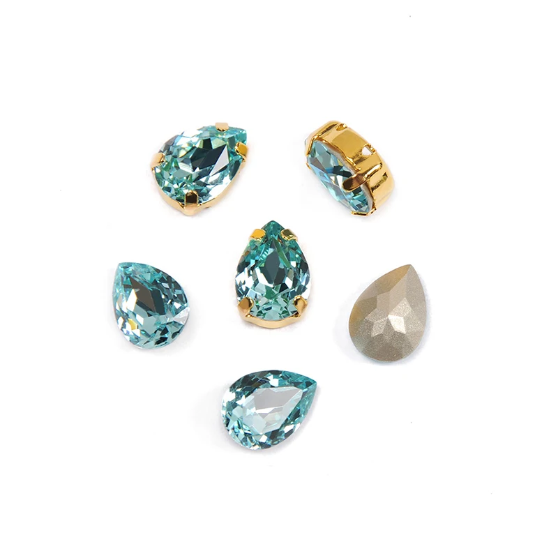 YANRUO 4320 All Sizes Aquamarine Drop Strass Craft Gems Point Back Teardrop Stones Glass Crystal Rhinestones On Clothes image 4