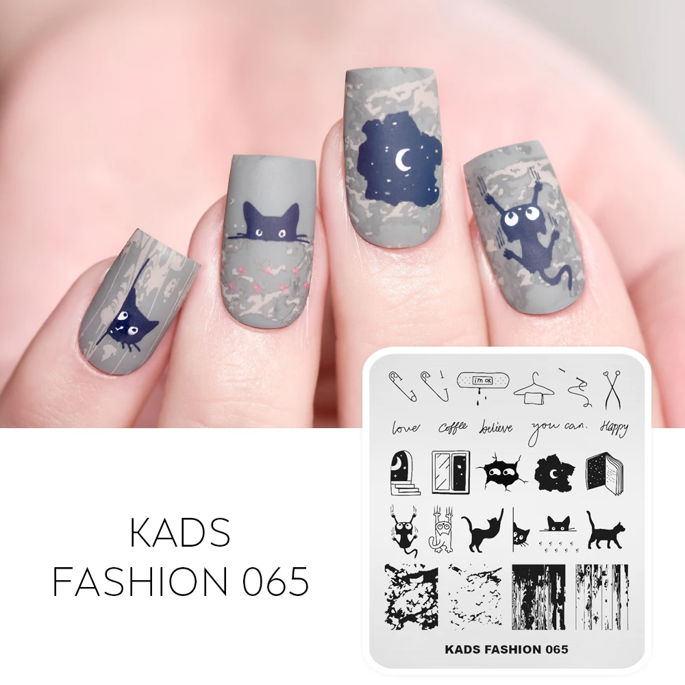 KADS Nail Art Stamp Template Cracks Wood Grain Cats Pattern Nail Stamping Plate Fashion Design Nail Art DIY Nail Image Plate