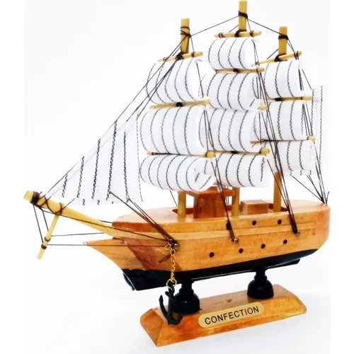 Deco Elite Wood Handmade Sailing Boat Model Decorative Hobby 15 cm