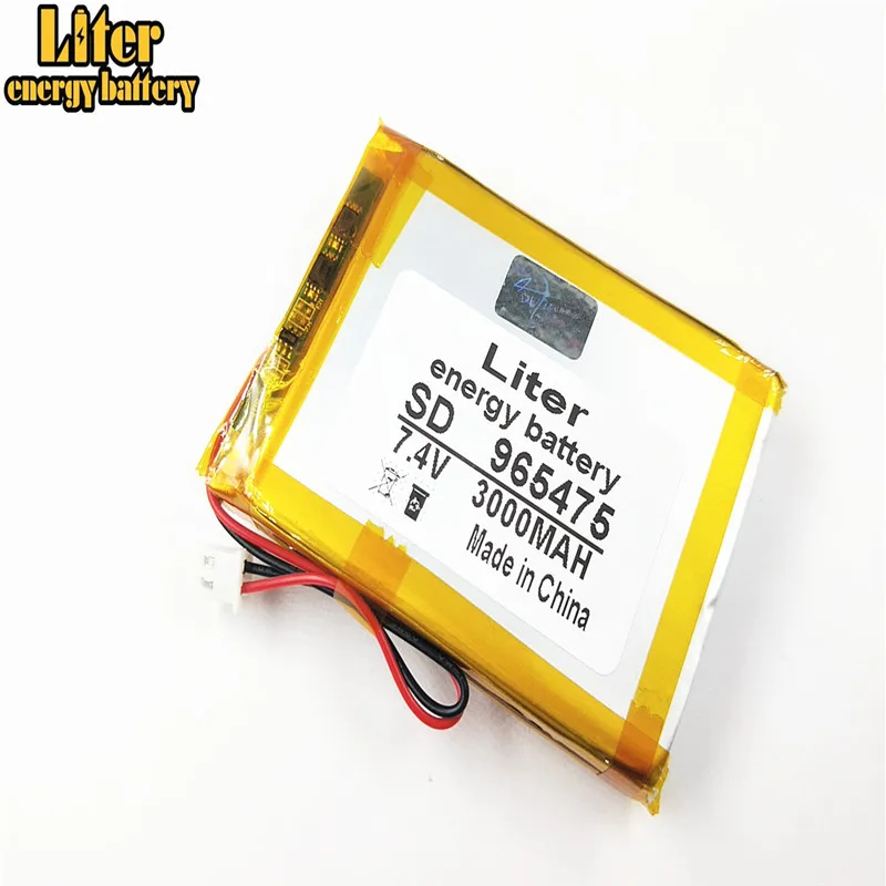 XH2.5-2P connector 7.4V 3000mAh 965475 Li-polymer battery for tablet pc cell DVD phone POWER BANK Android Phone satellite finder