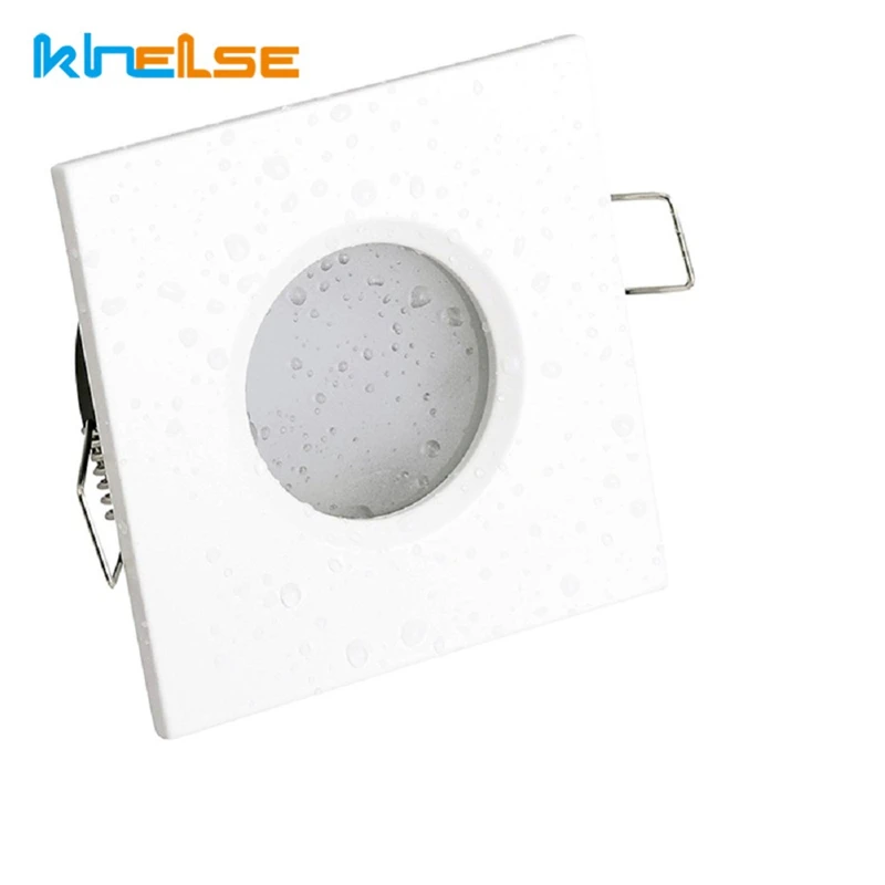 Recessed Waterproof IP65 Ceiling Downlights Round/Square Frame GU10/MR16 Lamp Base Holder Bathroom Spot Lighting Fitting Fixture