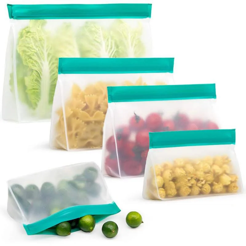 300Pcs/Lot Food Storage Containers Fresh Bags Zip Silicone Reusable Lunch Fruit Leakproof Cup Freezer Random Colors Wholesale