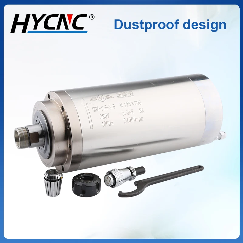 CNC Spindle Motor GDZ-125-5.5KW ER25 Water-Cooled Woodworking Spindle 380v 8A 220v 12A 24000rpm CNC Router Engraving