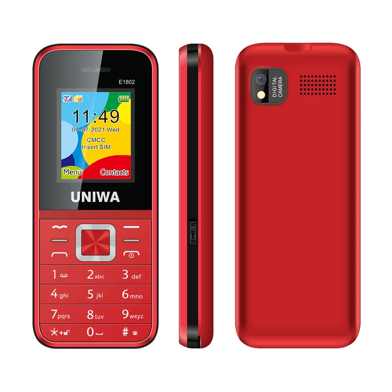 UNIWA E1802 GSM Cellphone 1800mAh Long Standby Wireless FM 1.77 Inch Senior Elder Telephone Push Button Dual SIM Card Phone