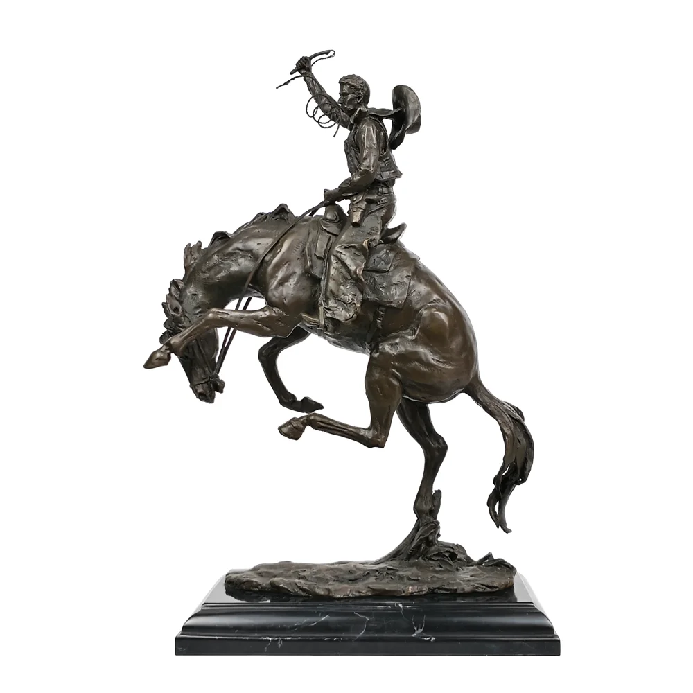 Bronze Western Cowboy Ridding Statue Sculpture Upscale Figurine Art Hot Casting Home Decor Gifts