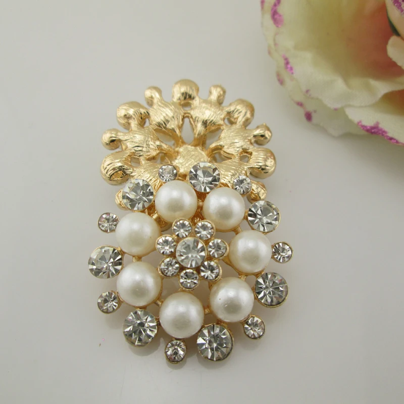 5pcs Rhinestones Buttons Flat Back Ivory Pearl Craft Making Accessories Wedding Invitation Card 33mm