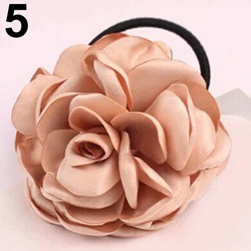 Hair Band Rope Camellia Flower Ponytail Holder Scrunchie Hairband Accessory