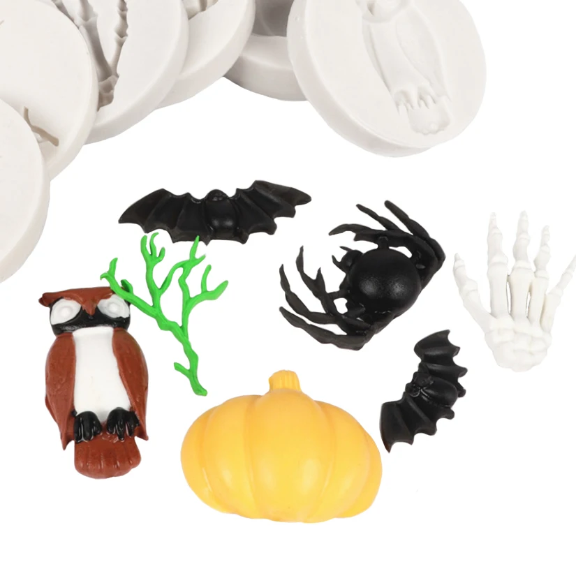 Halloween Bat Spider Owl Shape Silicone Mold Sugarcraft Chocolate Cupcake Baking Mold Fondant Cake Decorating Tools