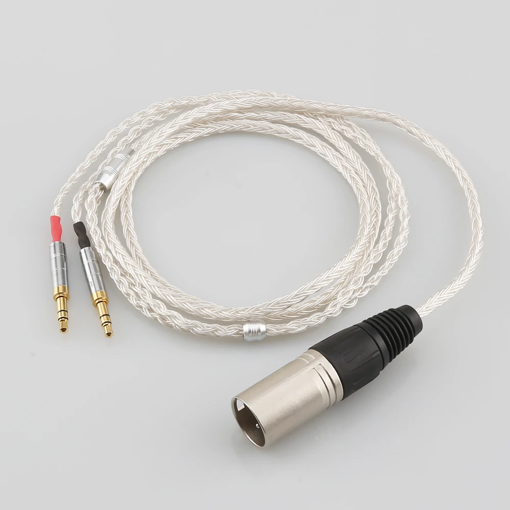 3.5mm 4 pin XLR Balanced 16 Core OCC Silver Plated Headphone Upgraded Cable for Denon AH-D600 AH-D7200 AH-D7100 Focal Elear