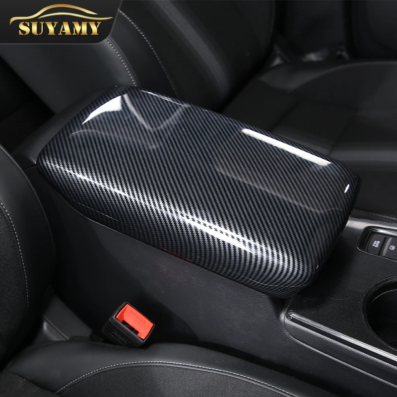 Carbon Fiber Color Center Console Armrest Storage Box Protection Cover Trim For Honda Civic 11th Gen 2022 Car Styling Interior