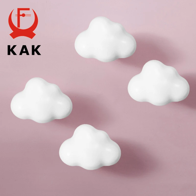 KAK Ceramic Cartoon Furniture Knobs Kids Room Drawer Closet Handles for Cabinets Colorful Cloud Star Kitchen Handle Hardware