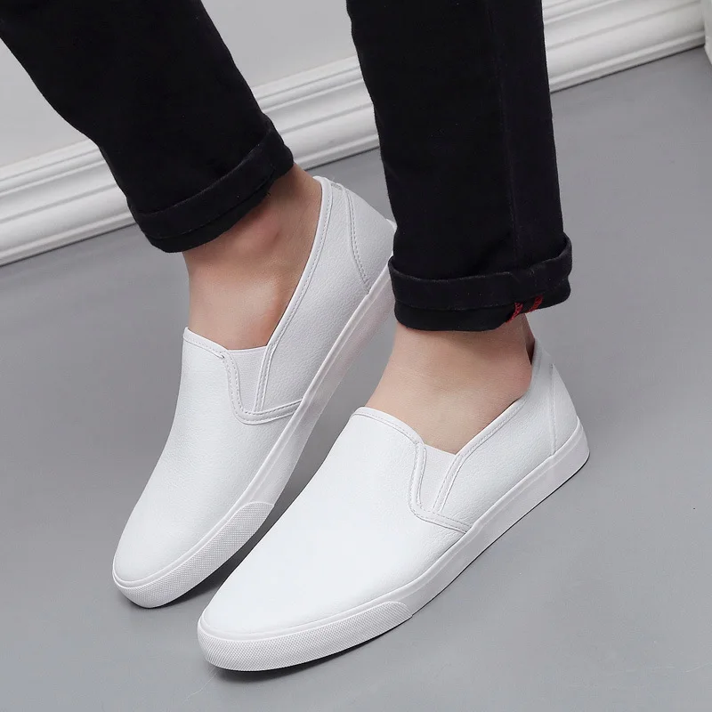 New PU Leather Men\'s Korean Casual Shoes Slip-on Shoes Driving Leisure Shoes Sneakers Men Tenis Masculino