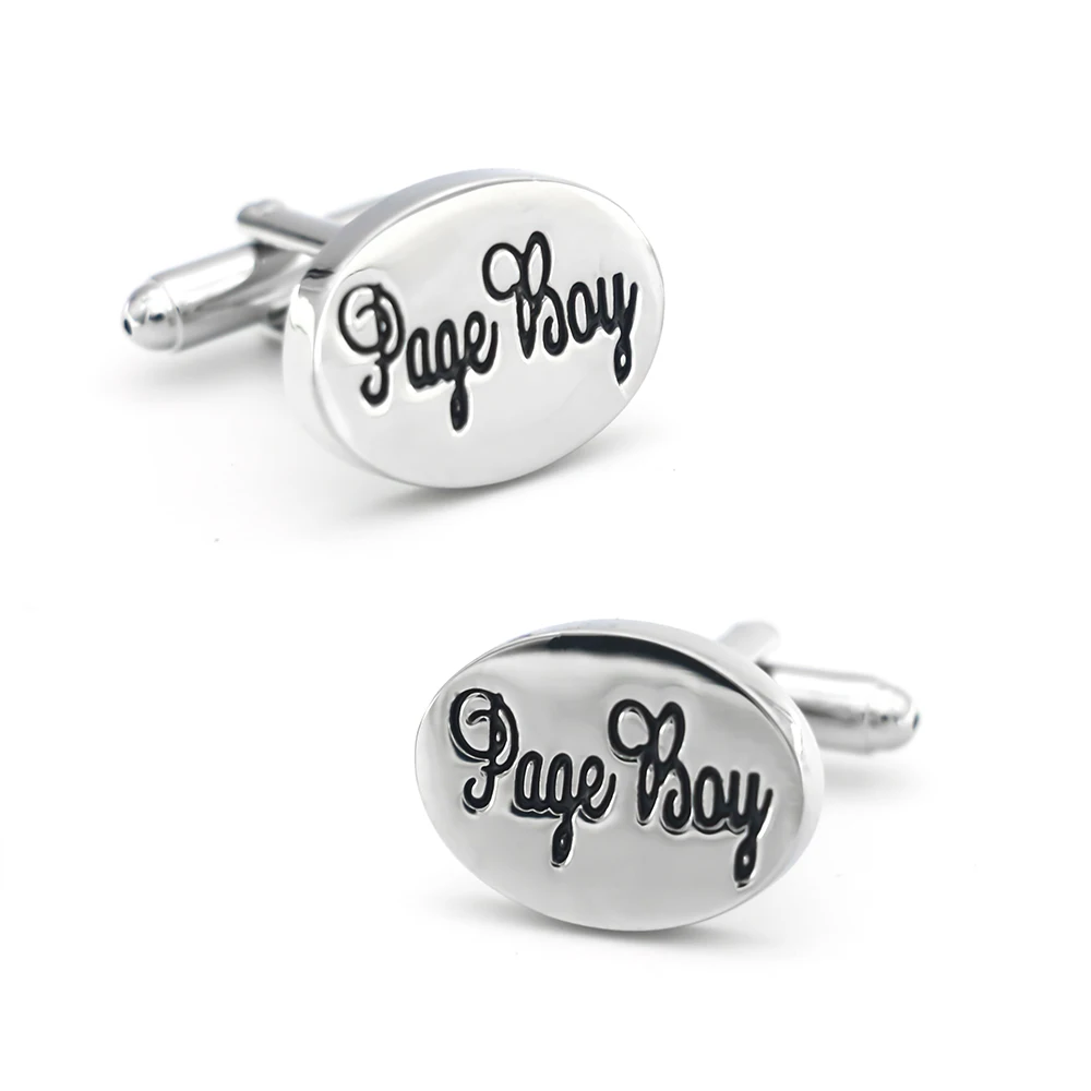 Men's Wedding Cuff Links Silver Color Ellipse Page Boy Design Quality Copper Cufflinks Free Shipping