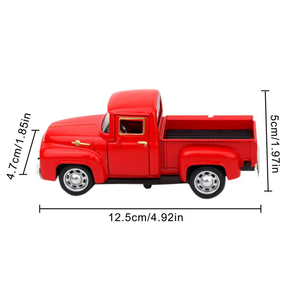 Christmas Trucks Ornaments Retro Vintage Metal Pickup Truck Transporting Christmas Tree Red Car Kids Gifts Toy for Birthday