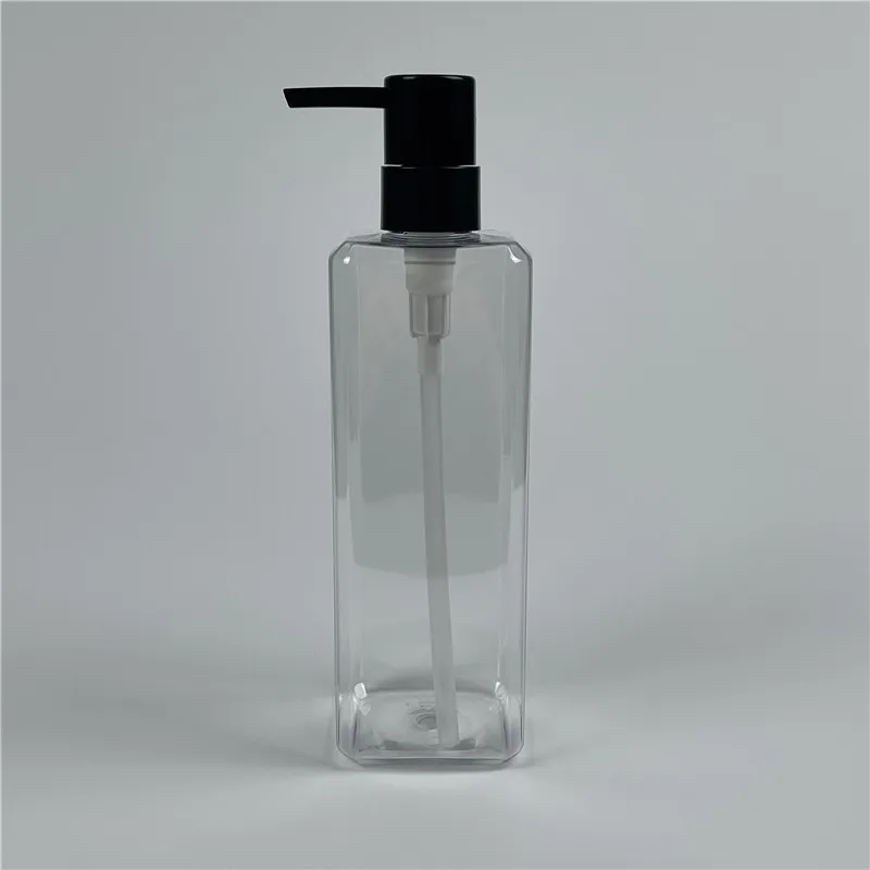 Bomba de loción recargable estilo INS transparente, botella cuadrada, dispensador de loción de plástico vacío para champú, Gel de ducha corporal, 500ml x 20