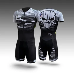 JUNK Wheels Racing Suit Men Triathlon Speed Inline Roller Skate Skinsuit Kit Short Sleeve Suit Hombres Fast Skating Clothing