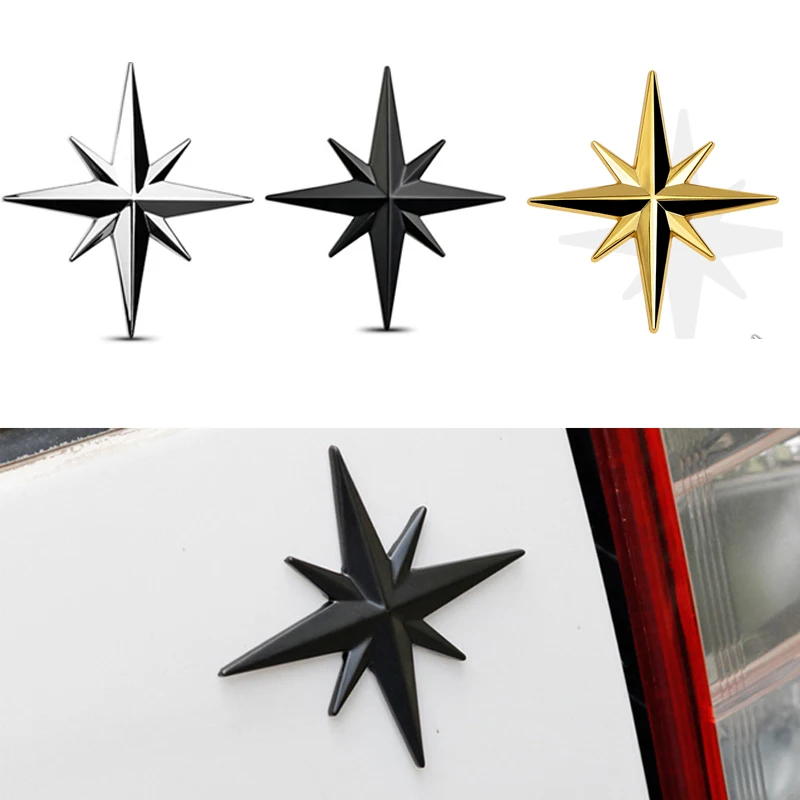 10Pcs 3D Metal Car Decoration Metal Guide Star Adhesive Car Badge Emblem Sticker for Universal Cars Moto Bike Car Styling