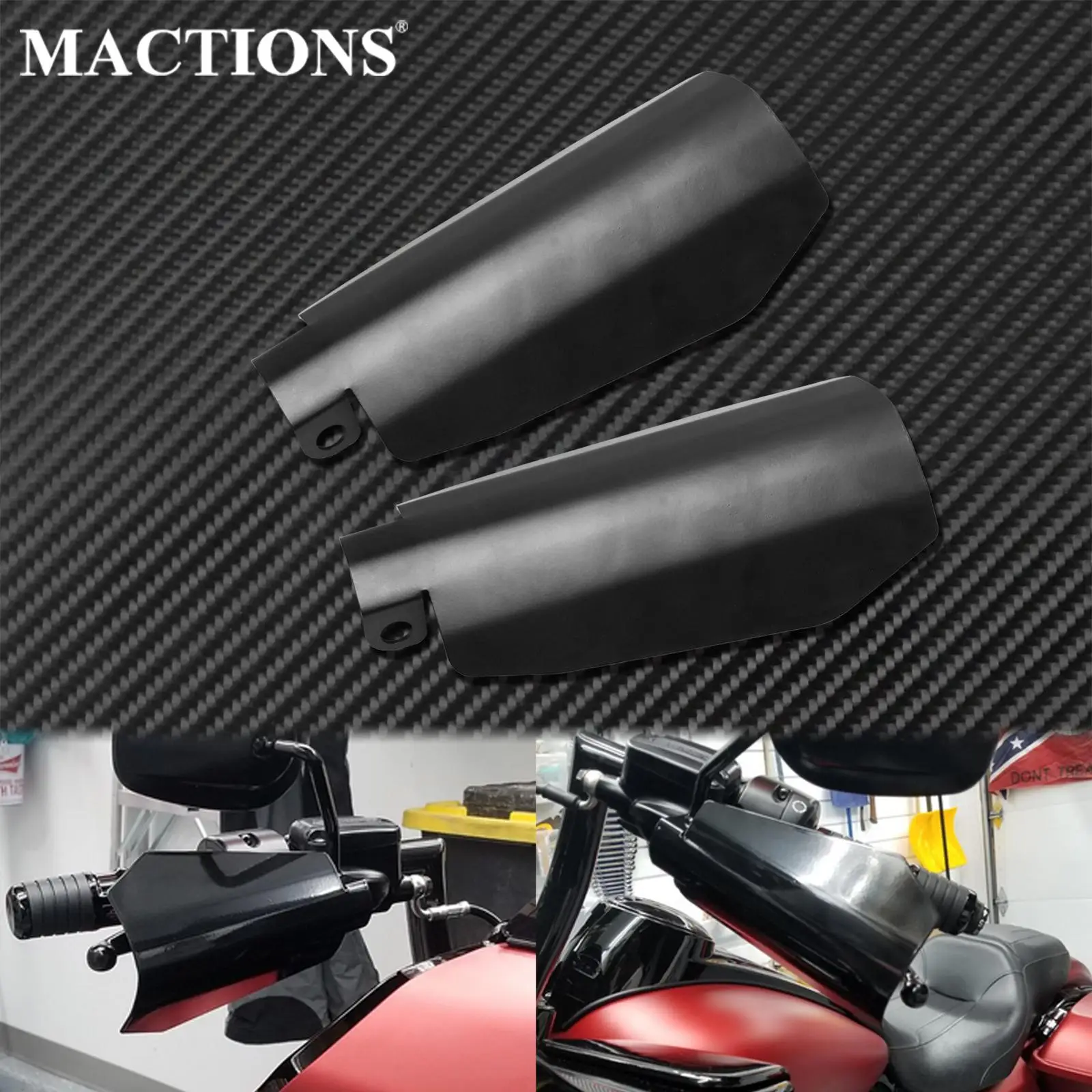 

2xMotorcycle Shade Hand Guard Matte Black Steel Handguard Protector Cover For Harley Touring Dyna Softail Breakout Low Rider CVO