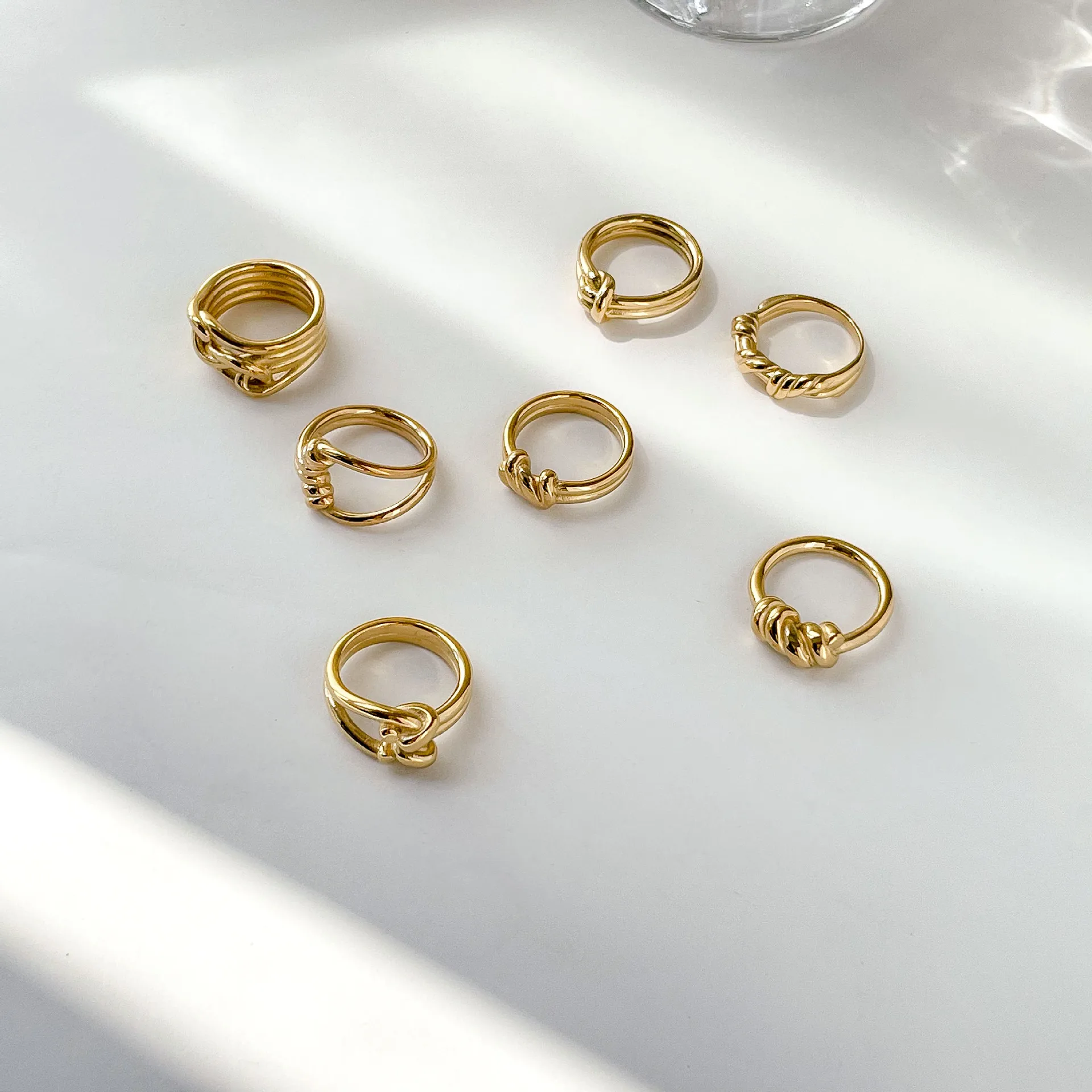 Tarnish Free Waterproof Stainless Steel Twist Rings For Women Braided Twisted Signet Chunky Dome Ring Stacking Band Jewelry