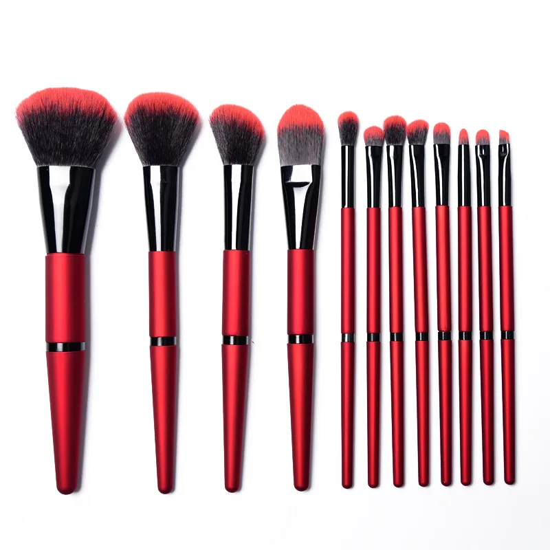 

The new hot two plastic handle 12 nylon hair makeup set brush professional makeup tools manufacturers direct sales