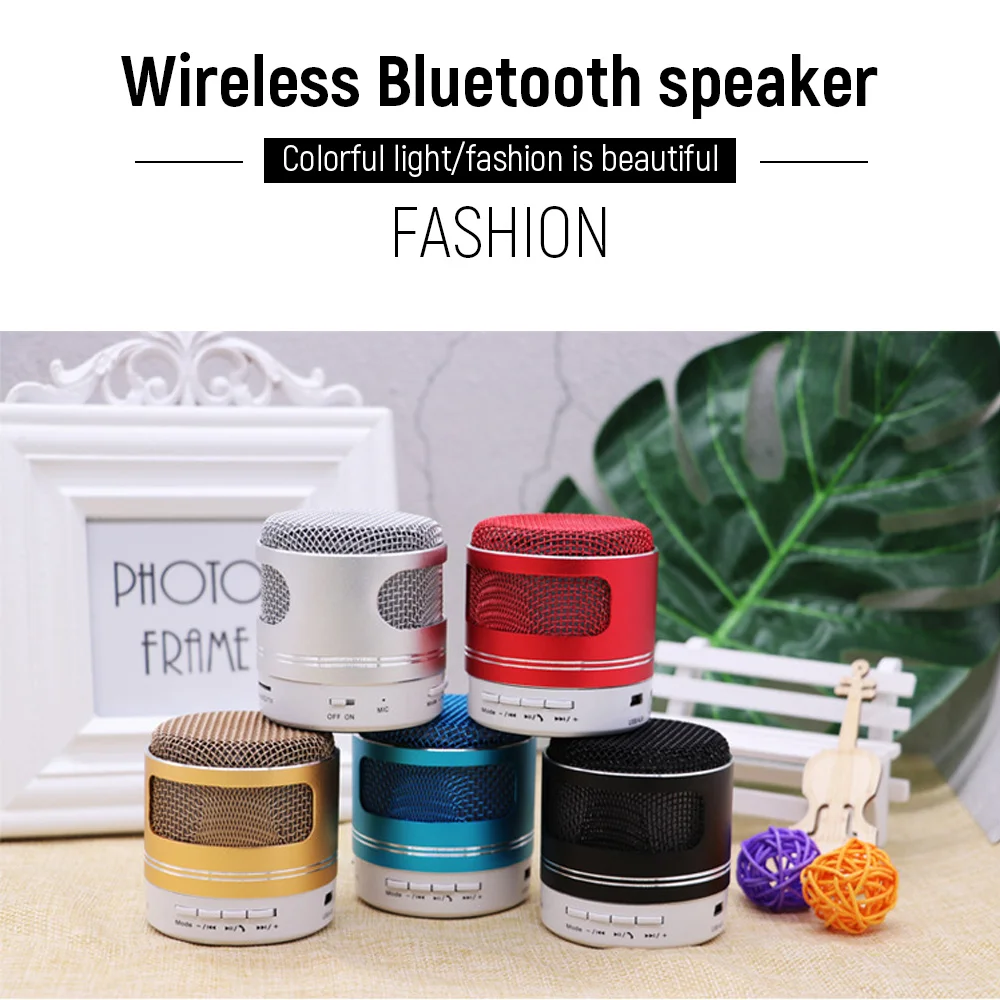 new Led Colorful Bluetooth Speaker Portable Metal  Home Wireless Mini Cell Phone Small Steel Gun Sound Box Support NFC TF Card