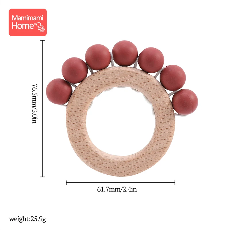 Baby Wooden Teether Nursing Bracelets Food Grade Perle Silicone Beads Wooden Blank Rodent Rings Toys Children'S Goods Nurse Gift