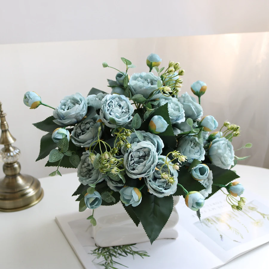 1 Stück Seidenrose Künstliche Blume Pfingstrose Outdoor UV-Schutz Hochzeit Brautstrauß Festival Dekoration Vase Wohnzimmer DIY Geschenk – Detail 12