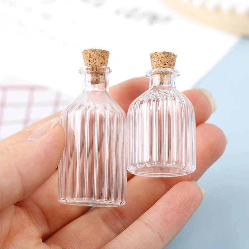 1:12 Dollhouse Miniature Glass Bottle Cork Cover Tiny Jar Vials Model Doll Toy For Dollhouse Decoration New