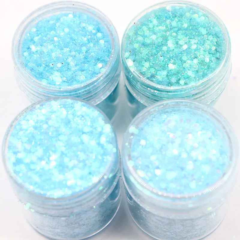 1 Can 10ml Holographic Nail Polish Sequin Candy Color Mixed Size Series Set Glitter Powder for DIY Nail Polish Decoration Art