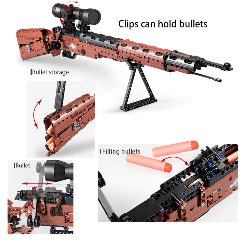 653 Pcs SWAT Military WW2 Weapon 98K Sniper gun sighting telescope Models Building Blocks Compatible GUN Blocks Toys Gifts