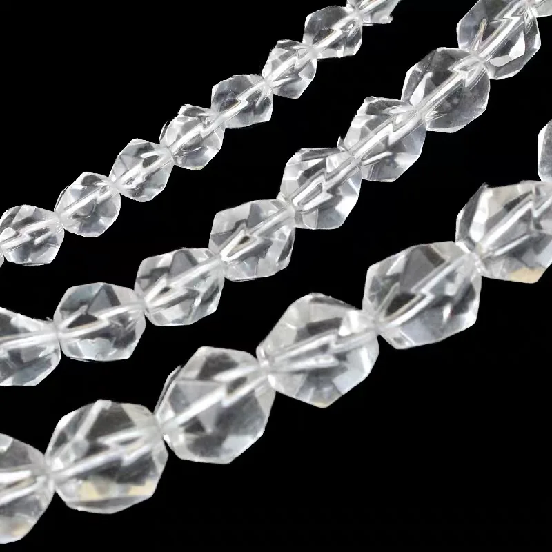 Natural Stone Faceted White Clear Quartzs Crystal Loose Spacer Beads For Jewelry Making DIY Bracelet Strand 15\